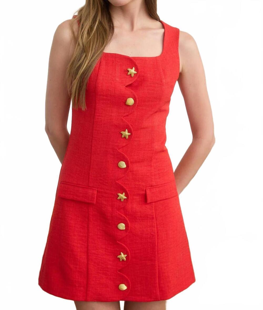 NEW ZOE AND CLAIRE sleeveless mini dress with button in red
